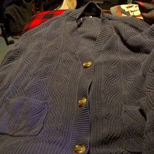 Blue button up sweater